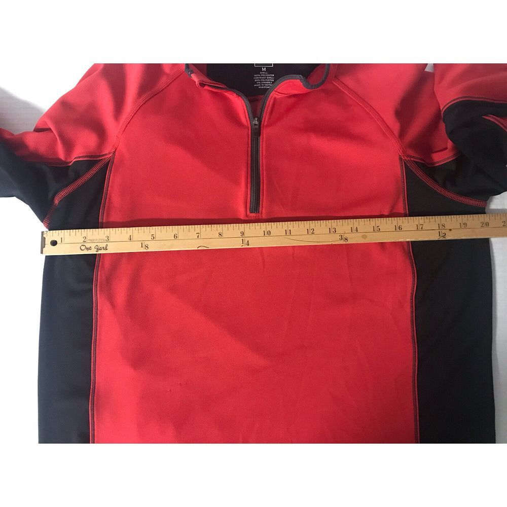 REI‎ 1/4 Zip Pullover Med Red/Black Zip Pocket Thumb hole On Sleeve - Picture 4 of 6